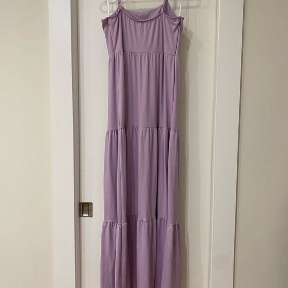 SO Lavender purple tiered empire waist maxi dress super soft knit modal fabric M - Picture 5 of 7